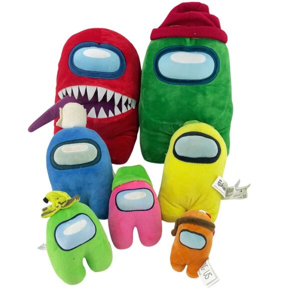 Lot of 7 Among Us Video Game Character Stuffed Plush Toys Pre-Owned - Picture 1 of 4